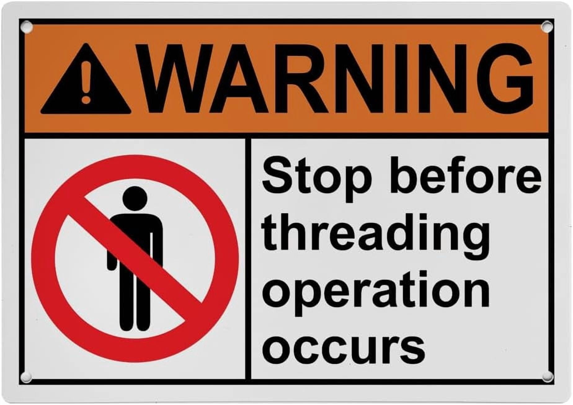 Left Hand Thread Warning Sticker Industrial Caution Sign Machine Safety Sign (Stop before threading ...