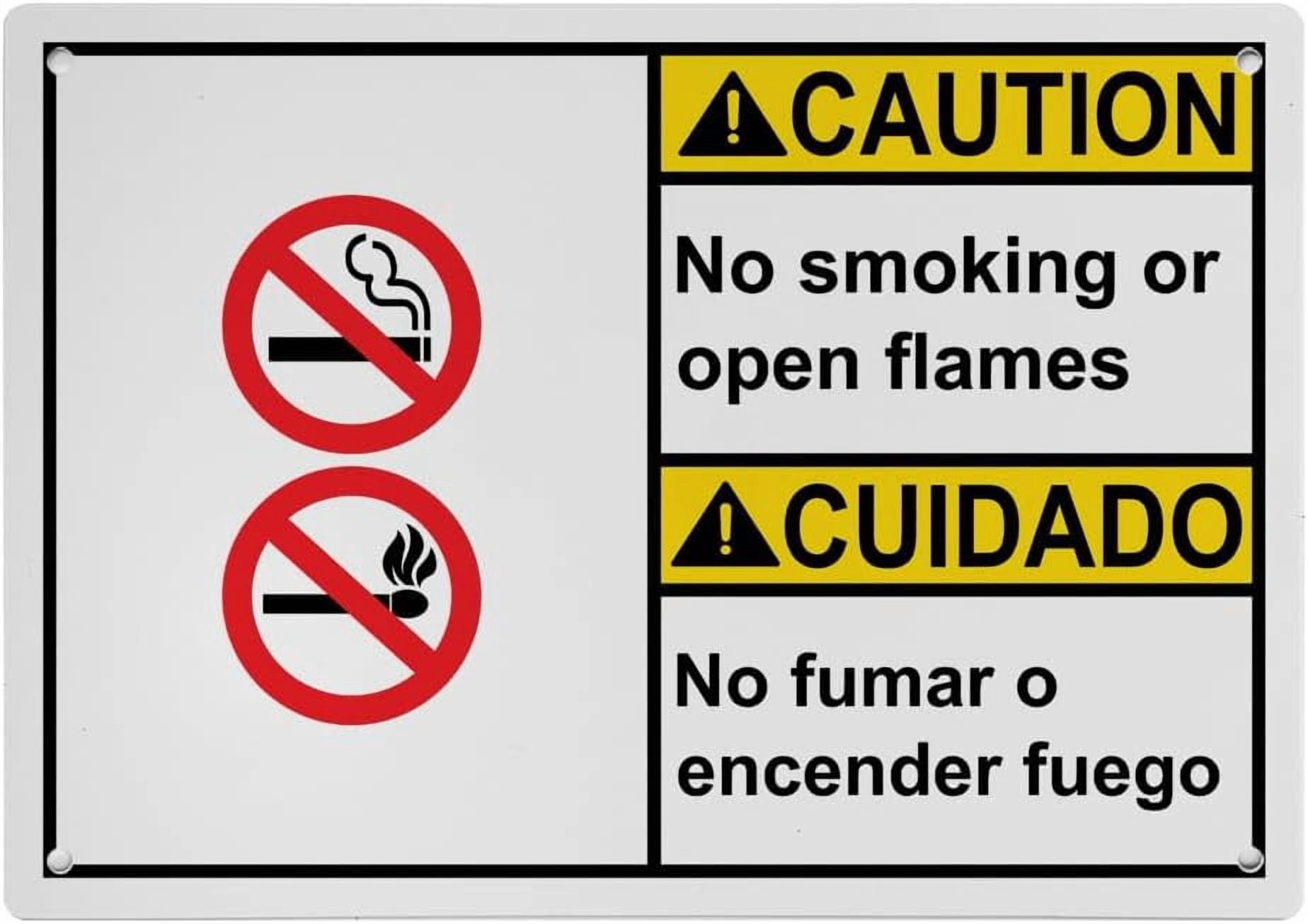 Industrial Caution Sign No Open Flame Sign (No smoking or open flames ...