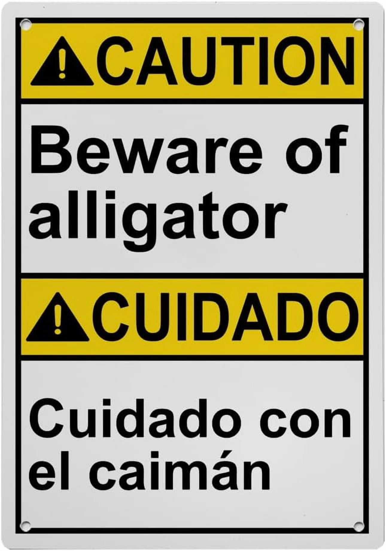 Caim Sign Industrial Caution Sign No Trespassing Sign (Beware of alligator ...