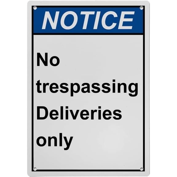 Industrial Caution Sign No Trespassing Sign (No trespassing Deliveries only) 8 in" x 12 in" UV Resistant Indoor Outdoor Workplace Industrial Caution Warning Sign