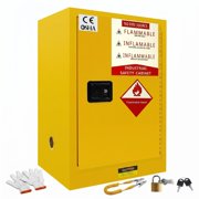 Industrial Chemical Safety Cabinet, 12-Gallon Capacity, Yellow with 0.6mm Thickness, 23.23"D x 18.11"W x 35"H, for Industrial Use