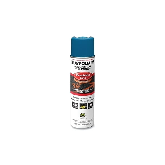 Industrial Choice M1600/M1800 System Precision-Line Inverted Marking Paint, 17 oz, APWA Caution Blue, M1600 Solvent-Based Pack of 12