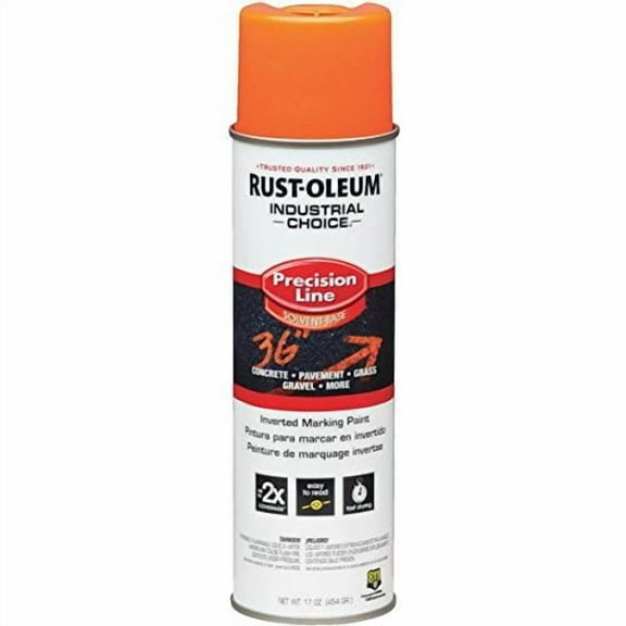 Rust-Oleum Precision-Line Inverted Marking Paint M1600/M1800 System - Quick Drying, Orange - 12 Pack