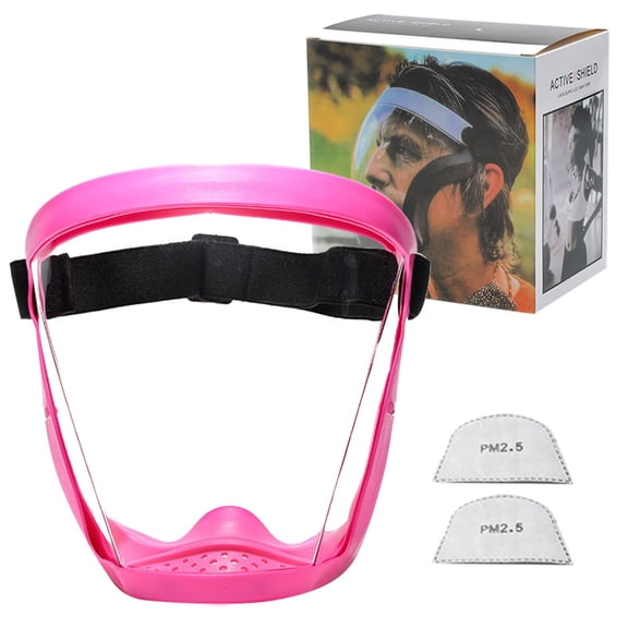 Industrial Clear Visor Face Guard Anti-Fog Full Face Safety Shield in Multiple Colors, Adjustable Head Strap Safety Shield Impact Resistant & Washable Safety Shield Pink 1Pcs