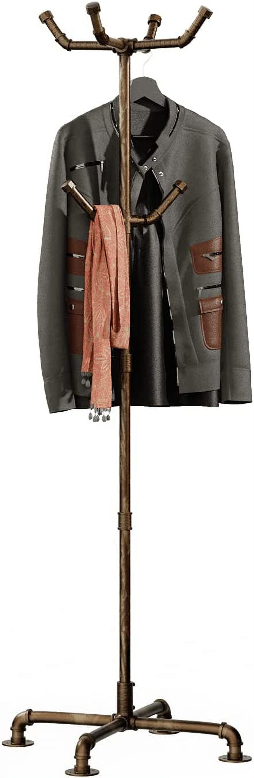 Industrial Coat Rack, Metal Pipe Coat Rack Stand Freestanding with 6