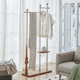 thumbnail image 1 of Industrial Coat Rack, Solid Wood & Silver Stainless Steel Clothing Rack, Double Layer Hanger For Coats, Hats, Bags, Shoes, Vintage Wood Grain  34.6  Wide, 1 of 9