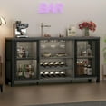 thumbnail image 1 of Industrial Coffee Bar Cabinet, Sideboard Buffet Cabinet for Liquor and Glasses, Rustic Wine Bar Cabinet with Storage Rack, Console Liquor Bar for Home Kitchen Dining Room, Light Gray Oak 55 In, 1 of 11
