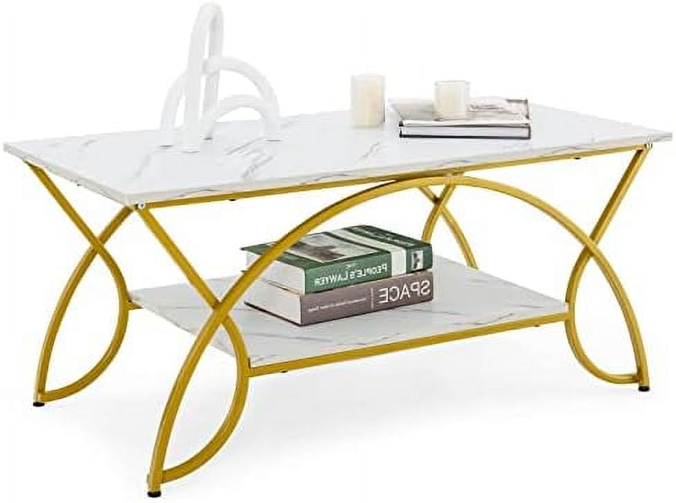 Industrial Coffee Table 2Tier Rectangular Center Table with Accent