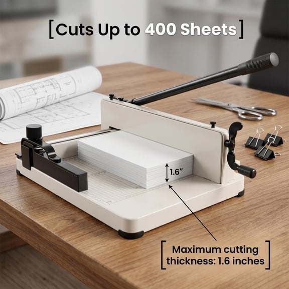Industrial Commercial Trimmer 21 Inch, Paper Guillotine 1.6 Inch Cutting Thickness, Guillotine Paper Cutter with Anti-Rust HSS Blade & Clear Grid for A4 Paper.