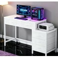 thumbnail image 1 of Industrial Computer Desk With 5 Drawers - Reversible File Cabinet Printer Stand, Rustic Home Office Writing Desk With Storage, Small Space PC Workstation (White), 1 of 7