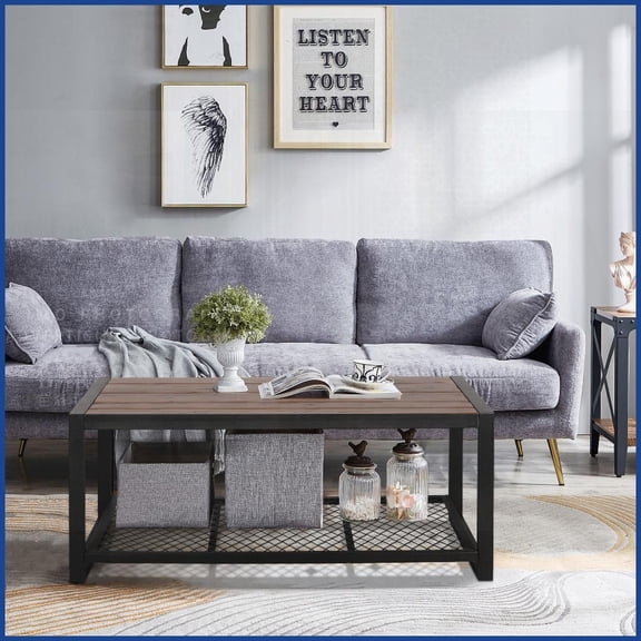 Industrial Console Coffee Table with Natural Reclaimed Wood Finish – Timeless Beauty That Ages Gracefully