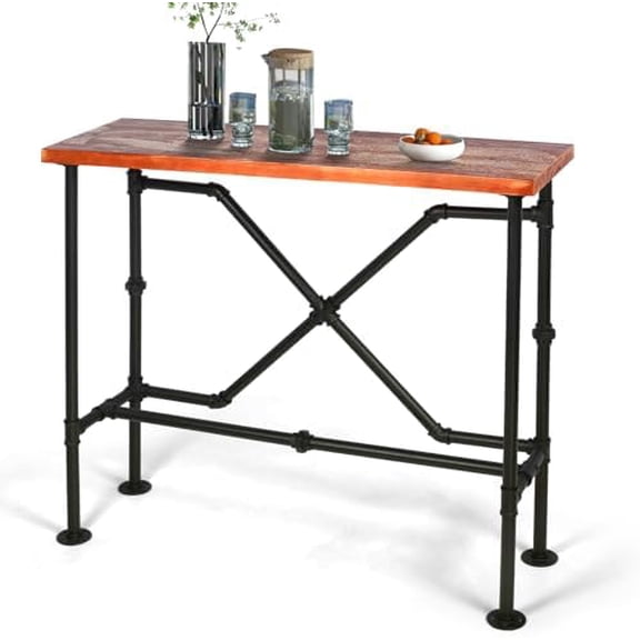 Industrial Console Table 41.3 Height Black Entryway Table Modern Narrow Long Sofa Table Skinny Hallway Bar Table$$Furniture