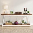 thumbnail image 1 of Industrial Console Table 70.9 Inch - Extra Long 2 Tier Storage Narrow Entryway Table, White & Brown Sofa Table Behind Couch for Living Room Hallway Foyer, 1 of 7