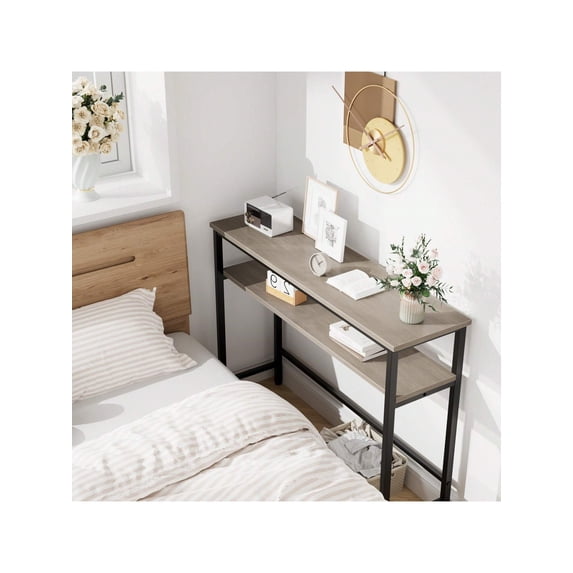 Industrial Console Table, Narrow Sofa Table With Adjustable Shelf For Living Room Office Bedroom Entrance Table For Front Door
