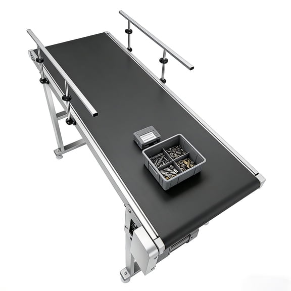 Industrial Conveyor, Flat Conveyor with 60W Motor Stable Base Compact Design, Belt Systems, PVC Belt Conveyor for Industrial Assembly Line Conveying