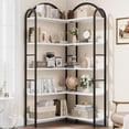 thumbnail image 1 of Memoryfield Industrial Corner Bookshelf, 5 Tier L Shaped Bookcase with Metal Frame, Large Shelf Display Rack for Living Room Bedroom, White, 1 of 6
