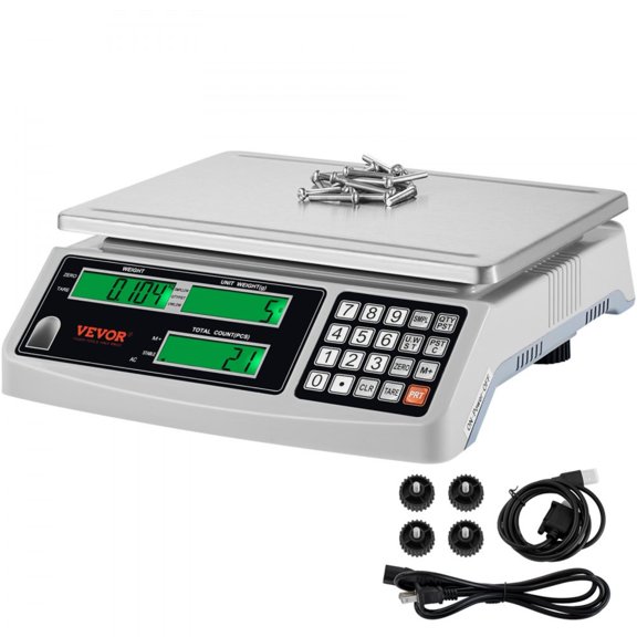 Industrial Counting Scale, 15 kg x 0.5 g, Digital Scale for Parts and, g/kg/lb Units, Electronic Gram Scale Inventory Counting Scale Kitchen Jewelry Scale with RS232 Port and 3 LCD Screens