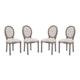 thumbnail image 1 of Industrial Country Cottage Farm Beach House Dining Kitchen Room Side Chair, Set of Four, Fabric Wood, Beige, 1 of 5