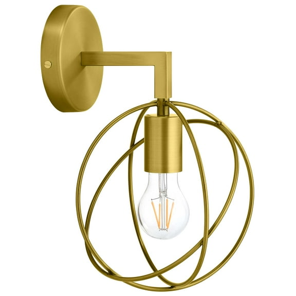 Industrial Country Farm Beach House Living Lounge Kitchen Room Sconce Wall Lamp Light Fixture, Brass Metal Steel Steel, Gold