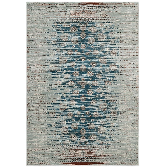 Industrial Country Farm Beach House Living Lounge Room Area Rug Runner Floor Carpet, Distressed Vintage Style, Fabric, Multi Beige