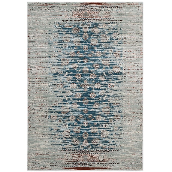 Industrial Country Farm Beach House Living Lounge Room Area Rug Runner Floor Carpet, Distressed Vintage Style, Fabric, Multi Beige