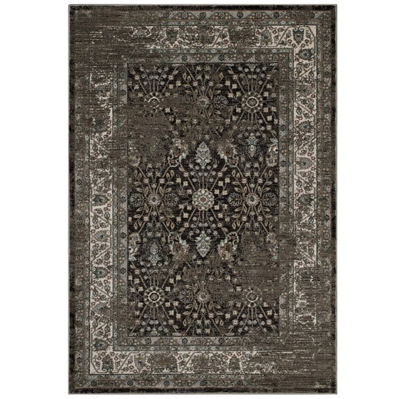 Industrial Country Farm Beach House Living Lounge Room Area Rug Runner Floor Carpet, Distressed Vintage Style, Fabric, Multi Brown
