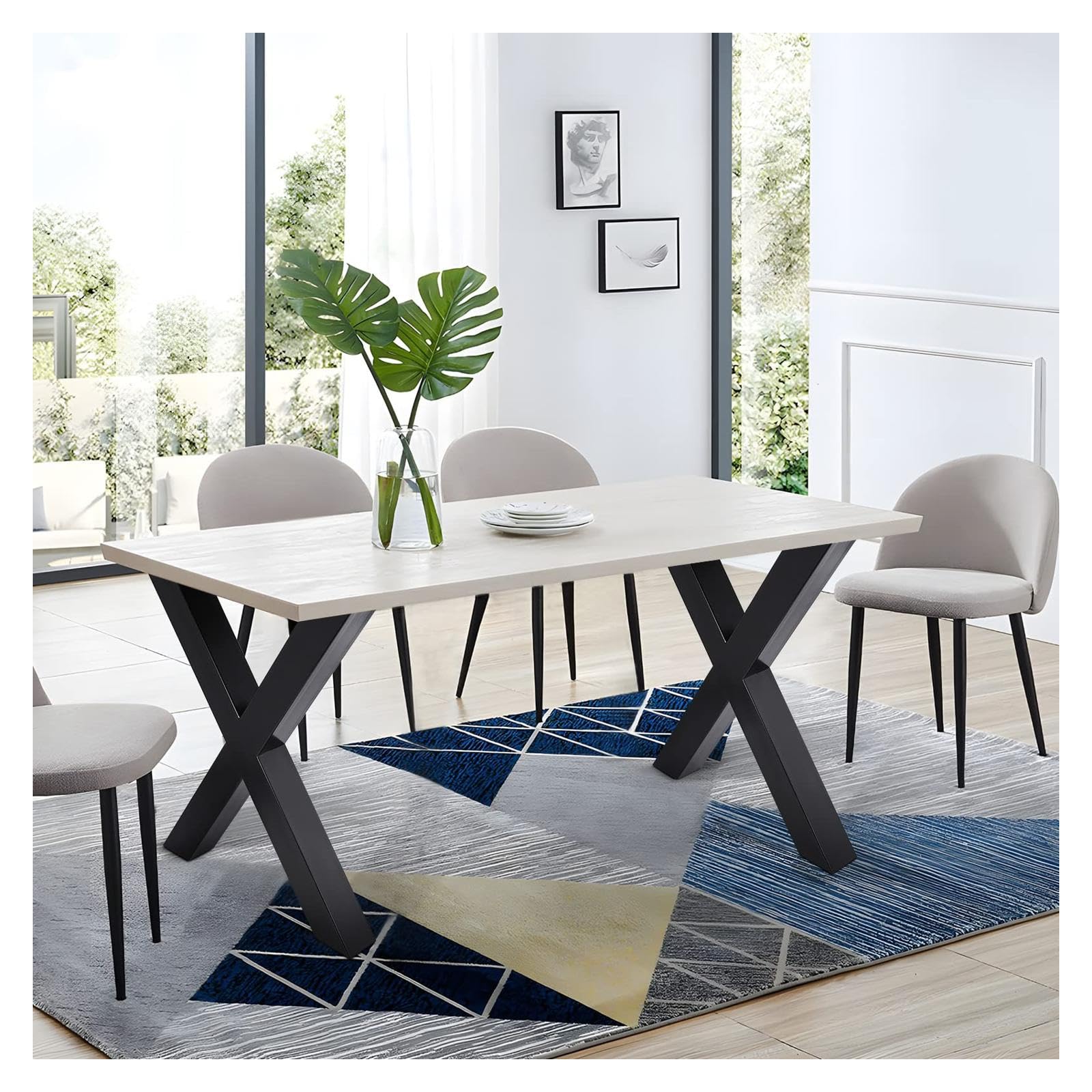 Industrial Country Style Adjustable Width Steel Table Legs, 28