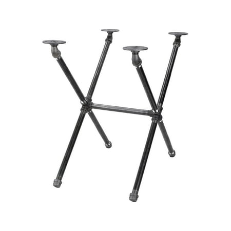 Industrial Criss Cross End Table Leg Set Dark Grey/Black Steel Metal Pipes by Pipe Decor