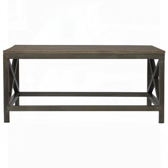 Industrial Cross Metal Coffee Table with Modern Rustic Design and 120cm Size