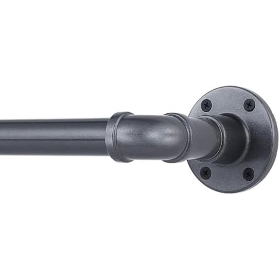 Industrial Curtain Rod, Curtain Rods for Windows 28 to 48 Inch, Rustic Wrap Around Curtain Rod, Fits Blackout Curtain, Indoor and Outdoor, Size: 30-48 Inch