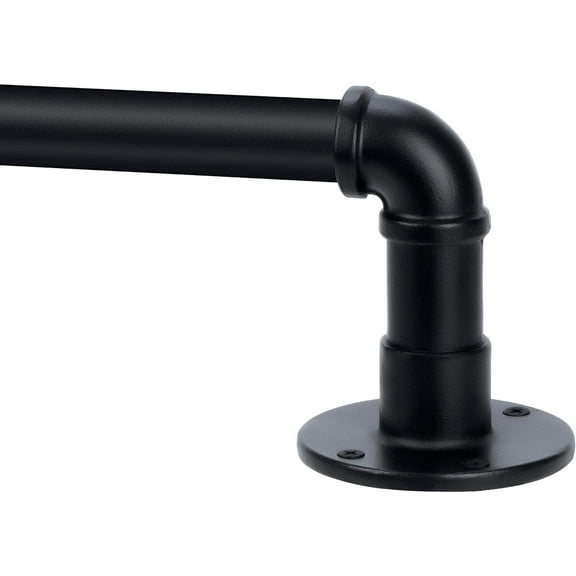 Industrial Curtain Rod, Curtain Rods for Windows 48 to 84 Inch, Rustic Wrap Around Curtain Rod, Fits Blackout Curtain, Indoor and Outdoor, Size: 30-86 Inch
