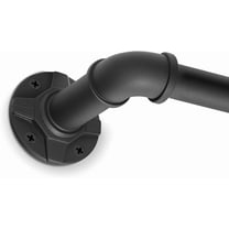 Industrial Curtain Rods for Windows 32 to 120 Inches - 1" Heavy Duty Blackout Wrap Around Drapery Rod, Adjustable Black Metal Pipe Rod for Indoor/Outdoor, Patio, Farmhouse