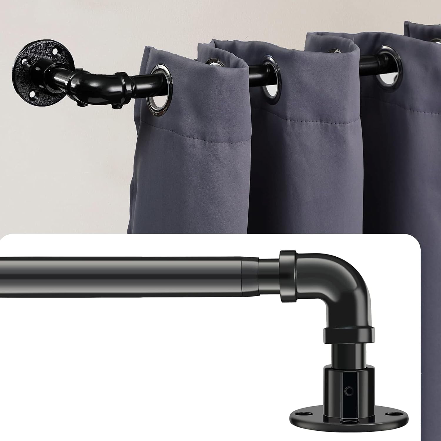 Industrial Curtain Rods for Windows 3458 inch, 1 inch Wrap Around