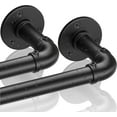 thumbnail image 1 of Industrial Curtain Rods for Windows 66 to 120, 2 Pack 1 Inch Heavy Duty Curtain Rods, Outdoor Curtains Rod 72-144 Inch, Wrap Around Blackout Curtains Rod, Rustic Black, 1 of 11