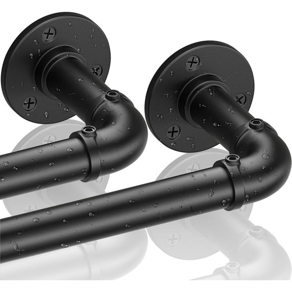 Industrial Curtain Rods for Windows 66 to 120, 2 Pack 1 Inch Heavy Duty Curtain Rods, Outdoor Curtains Rod 72-144 Inch, Wrap Around Blackout Curtains Rod, Rustic Black