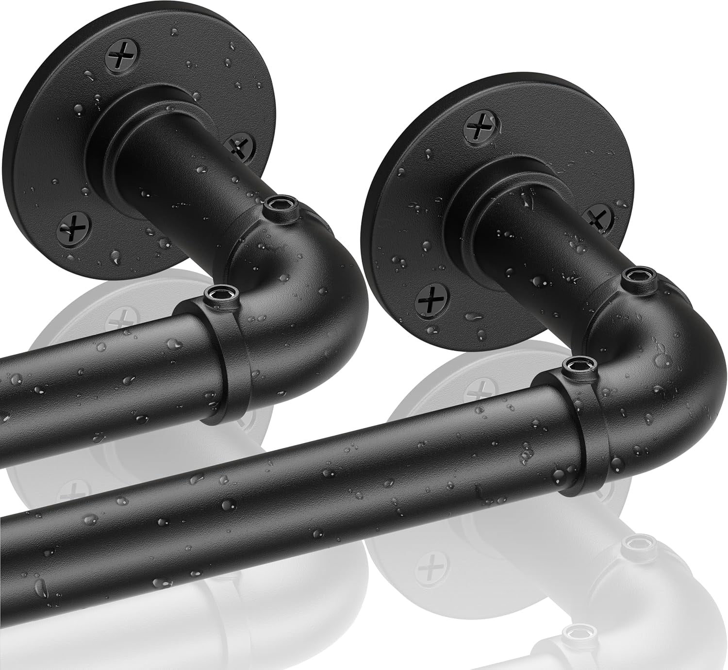Industrial Curtain Rods for Windows 28 to 48 inch, 2 Pack 1 Inch Heavy ...