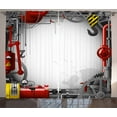 thumbnail image 1 of Ambesonne Industrial Curtains 2 Panel Set, Engineering Themed Gears, 108" x 108", Orange Yellow Grey, 1 of 2