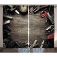 thumbnail image 1 of Ambesonne Industrial Curtains 2 Panel Set, Grungy Tools, 108" x 108", Brown Grey Red, 1 of 2