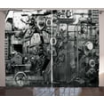 thumbnail image 1 of Ambesonne Black White Curtains 2 Panel Set, Machine in Factory, 108" x 90", Black and White, 1 of 2