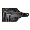 thumbnail image 1 of Industrial Cutting Board, Crafting Equipment with Obsolete Dusty Mechanic Tools of a Carpenter Pattern, Tempered Glass Cutting and Serving Board, Wine Bottle Shape, Multicolor, by Ambesonne, 1 of 1