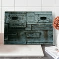 thumbnail image 1 of Industrial Cutting Board, Rusty Iron Porthole Grunge Scratched Steel Factory Entrance Retro Image, Decorative Tempered Glass Cutting and Serving Board, Large Size, Dark Taupe, by Ambesonne, 1 of 5