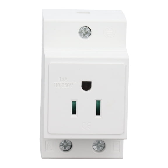 Industrial DIN Rail Power Outlet Receptacle AC 110V-250V 15A Earthing Grounded Protective Contact Built-in Electrical Socket for Distribution Panel, 10 Inches / 25.4 cm