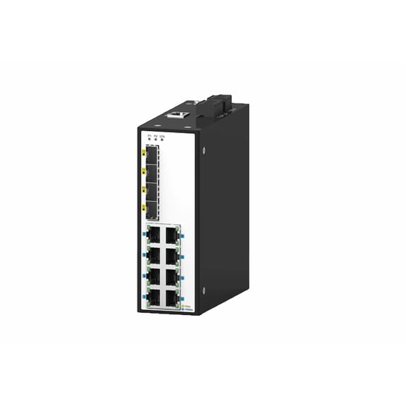 Industrial DIN Rail Switch, 4 Gigabit SFP + 8 TX Ports, AC/DC, -40~75C