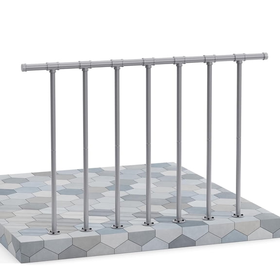 Industrial Deck Railing Kit Metal Porch Railing Wrought Iron Railings Flat Hand Rail with Balusters Guard Rail Kit for Porch, Patio, and Balcony, Indoor & Outdoor, Bronze (34 in. H x 4 ft. W)