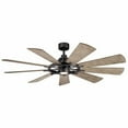 thumbnail image 1 of Industrial Design Windmill 9-Blade Ceiling Fan with Opal Etched Light Kit 65 inches W X 16.5 inches H-Anvil Iron Finish Bailey Street Home, 1 of 10
