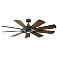 thumbnail image 1 of Industrial Design Windmill 9-Blade Ceiling Fan with Opal Etched Light Kit 65 inches W X 16.5 inches H-Distressed Black Finish Bailey Street Home, 1 of 10