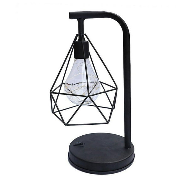 Industrial Desk Table Lamp,LED Night Light Wrought Iron Romantic Bedside Nightstand Lamp for Bedroom Living Room,Office,House Bedside Nightstand Reading,2AA Batteries not Included