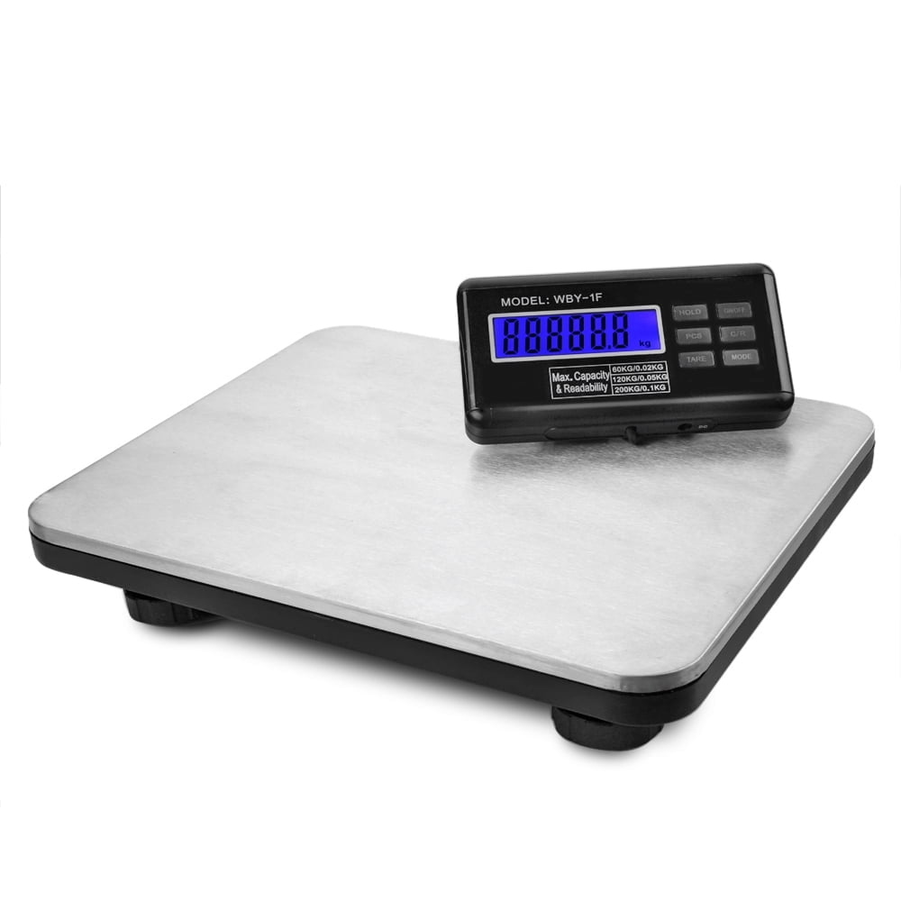 Industrial Digital Shipping Postal Scales, Max Weight 200KG 440lb w/ LCD Backlight Display \u0026 AC Adapter, Heavy Duty Stainless Steel Platform for Medium to Small Packages Parcel Small Pet Puppy Kitten