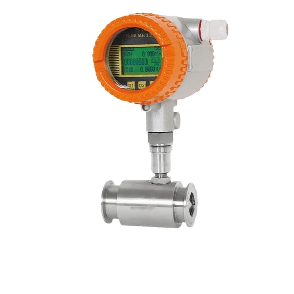 Industrial Digital Turbine Flow Meter Stainless Steel Sanitary Design for Water Diesel Gasoline Alcohol Clamp 4-20MA