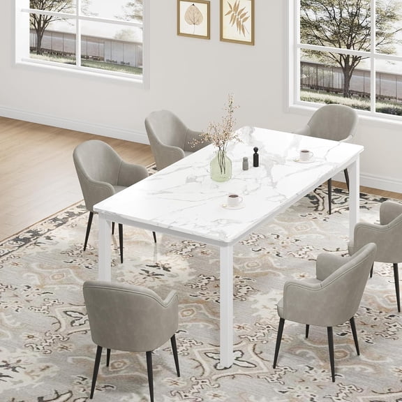 Industrial Dining Table for 6–8 - Large Rectangular Kitchen Table with Sturdy Metal Legs and Chamfered Corners - Modern Wooden Desk for Dining Room, Living Room, Farmhouse